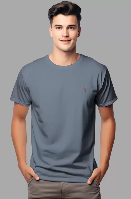Checks & Squires Solid Men Round Neck Grey color T-Shirt
