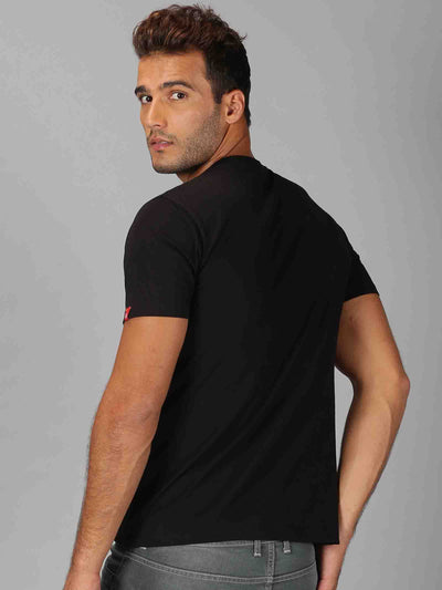 Men Black printed Round Neck T-Shirt